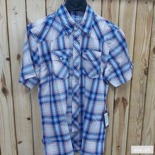 MEN S RZR PLAID S/S SHIRT  BLUE
